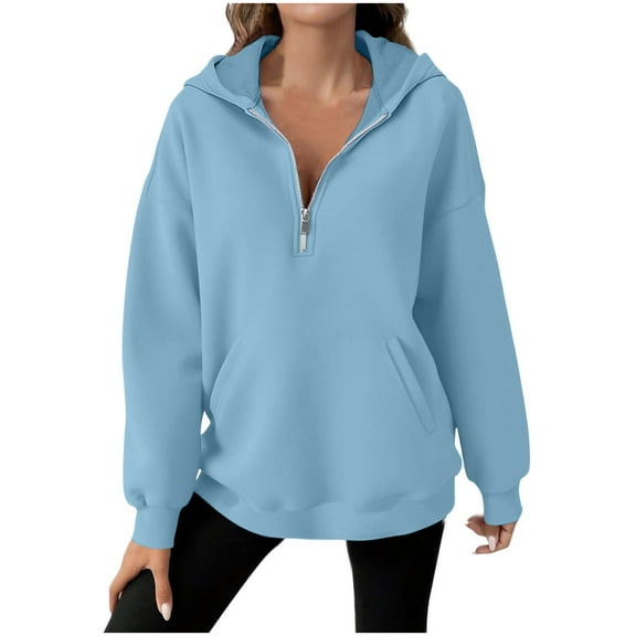 Fall Sweatshirt Sevevn Womens Hoodies Fall Fashion Outfits Workout Sweatshirts Quarter Zip Jackets Oversized Tops Clothes 2025