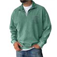 thumbnail image 1 of Fall Sweatshirt for Men Quarter Zip Pullover Gym 3/4 Zip Pullover Long Sleeve Cold Weather Polo Sweaters Mint Green 2XL, 1 of 4