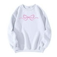 thumbnail image 1 of Fall Sweatshirts For Women Bow Print Long Sleeve Pullover Sweatshirt For Soft Crewneck Casual Fall Winter Fashion, 1 of 2