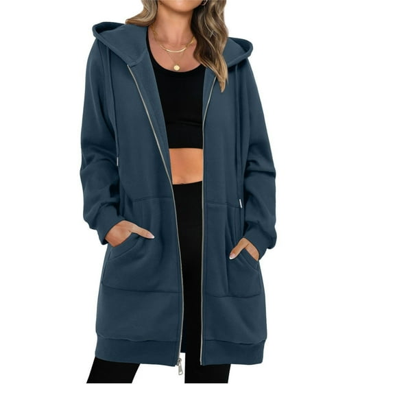 Fall Sweatshirts For Women Sevevn Women Plus Size Zip Up Hoodies Long Sleeve Tunic Sweatshirt Long Fleece Hoodie Jacket with Pockets