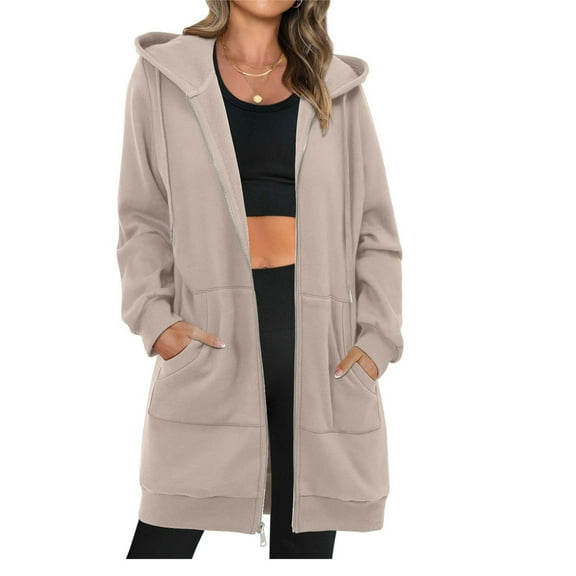 Fall Sweatshirts For Women Sevevn Women Plus Size Zip Up Hoodies Long Sleeve Tunic Sweatshirt Long Fleece Hoodie Jacket with Pockets