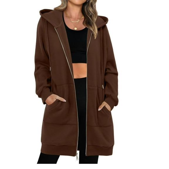 Fall Sweatshirts For Women Sevevn Women Plus Size Zip Up Hoodies Long Sleeve Tunic Sweatshirt Long Fleece Hoodie Jacket with Pockets