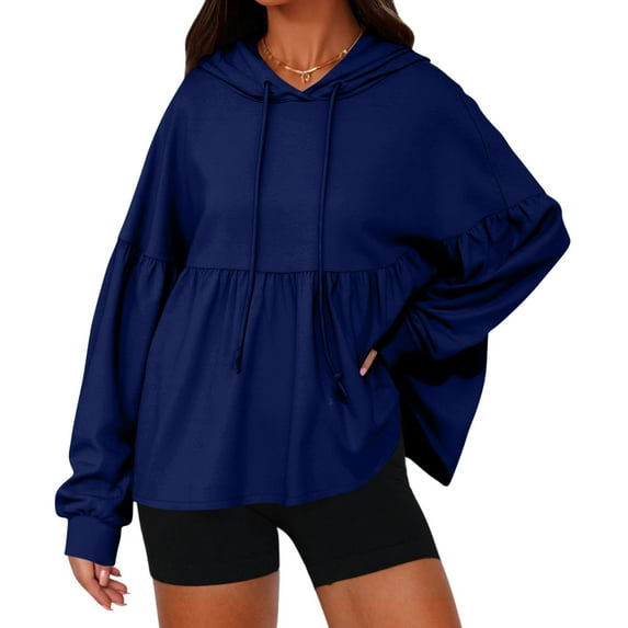 Fall Sweatshirts For Women Sevevn Women's Oversize Hoodie Ladies Casual Solid Color Long Sleeve Loose Tops Hooded Sweatshirts