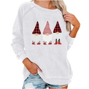 WXLWZYWL Fall Sweatshirts for Women 2022 Leopard Print Gnome Christmas Shirt Vintage Holiday Sweatshirt Cute Graphic Sweatshirts Women Sweaters Clearance Cheap