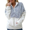 thumbnail image 1 of Fall Sweatshirts for Women, Womens Fleece Plush Plus Size Sweatshirt Quarter Zip Up Long Sleeve Lapel Colorblock with Pockets Casual Loose Warm Thermal Jackets Tops Fall Saving Clearance, 1 of 4