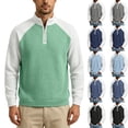thumbnail image 1 of Fall Sweatshirts for Men Color Block Waffle Knit Sweater Loose Casual Half-Zip Stand Collar Long Sleeve Shirt Pullover Sizes S-5XL, 1 of 8