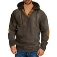 thumbnail image 1 of Fall Sweatshirts for Men Trendy New Mens Vintage Corduroy Button up Hoodies Fall Long Sleeve Drawstring Pullover Sweatshirt with Elbow Patch Brown M, 1 of 7