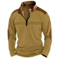 thumbnail image 1 of Fall Sweatshirts for Men Zip up Khaki Warm Pullover Long Sleeve Casual Solid Color Jacquard Half Zipper Plus Size Hoodless M, 1 of 7