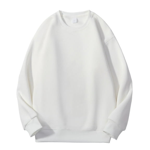 Fall Sweatshirts for Men Zip up White Loose 420g Velvet Warm Casual Solid Color Long Sleeved Plus Size Hoodless L