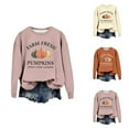 thumbnail image 1 of Fall Sweatshirts for Women 2025 Farm Fresh Pumpkins Halloween Thanksgiving Graphic Crewneck Sweatshirt Pullover Tops, 1 of 4