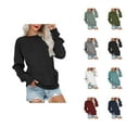 thumbnail image 1 of Fall Sweatshirts for Women 2025 Long Sleeve Crewneck Drop Shoulder Plain Basic Sweatshirt with Pockets Pullover Tops, 1 of 6