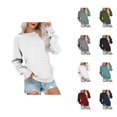 thumbnail image 1 of Fall Sweatshirts for Women 2025 Long Sleeve Crewneck Drop Shoulder Plain Basic Sweatshirt with Pockets Pullover Tops, 1 of 6