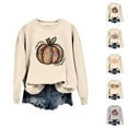 thumbnail image 1 of Fall Sweatshirts for Women 2025 Long Sleeve Crewneck Pumpkin Graphic Sweatshirt Halloween Thanksgiving Pullover Tops, 1 of 4