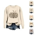 thumbnail image 1 of Fall Sweatshirts for Women 2025 Long Sleeve Crewneck Pumpkin Graphic Sweatshirt Halloween Thanksgiving Pullover Tops, 1 of 4