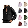 thumbnail image 1 of Fall Sweatshirts for Women 2025 Long Sleeve Half Zipper Stand Collar Plain Oversized Sweatshirt Pullover Tops, 1 of 6