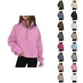thumbnail image 1 of Fall Sweatshirts for Women 2025 Long Sleeve Half Zipper Turtleneck Thumb Hole Pockets Plain Sweatshirt Pullover Tops, 1 of 5