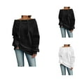 thumbnail image 1 of Fall Sweatshirts for Women 2025 Long Sleeve Off Shoulder Drawstring Casual Oversized Sweatshirt Pullover Tops, 1 of 8