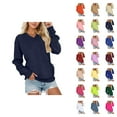 thumbnail image 1 of Fall Sweatshirts for Women 2025 Long Sleeve V Neck Plain Basic Oversized Sweatshirt with Pockets Pullover Tops, 1 of 6
