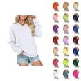 thumbnail image 1 of Fall Sweatshirts for Women 2025 Long Sleeve V Neck Plain Basic Oversized Sweatshirt with Pockets Pullover Tops, 1 of 5