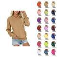 thumbnail image 1 of Fall Sweatshirts for Women 2025 Long Sleeve V Neck Plain Basic Oversized Sweatshirt with Pockets Pullover Tops, 1 of 7
