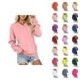 thumbnail image 1 of Fall Sweatshirts for Women 2025 Long Sleeve V Neck Plain Basic Oversized Sweatshirt with Pockets Pullover Tops, 1 of 6