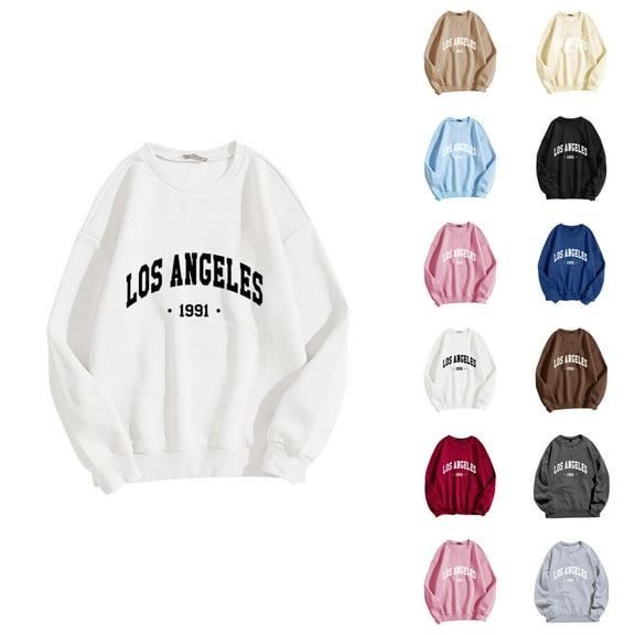 Fall Sweatshirts for Women 2025 Los Angeles Sweatshirt Casual Long Sleeve Crewneck Graphic Sweatshirt Pullover Tops