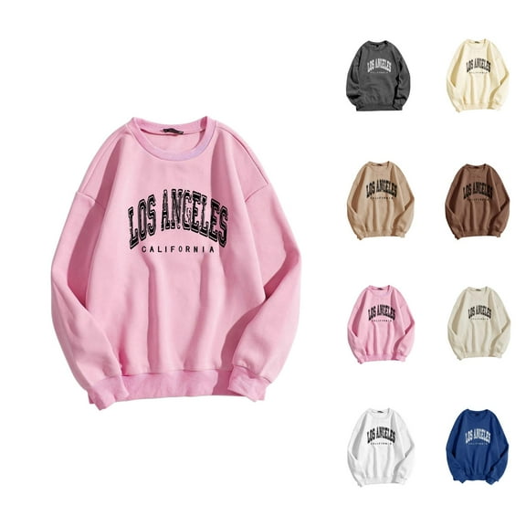Fall Sweatshirts for Women 2025 Los Angeles Sweatshirt Long Sleeve Crewneck Sweatshirt Pullover Tops