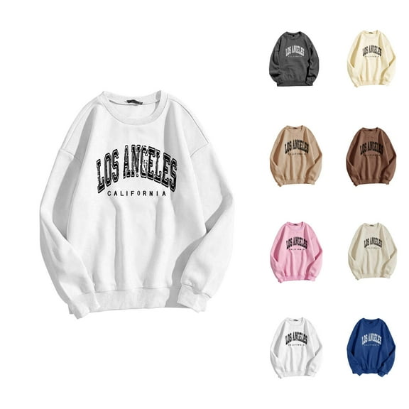 Fall Sweatshirts for Women 2025 Los Angeles Sweatshirt Long Sleeve Crewneck Sweatshirt Pullover Tops