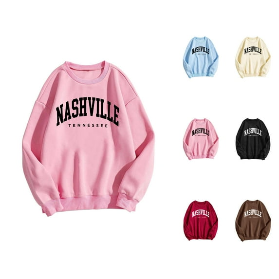 Fall Sweatshirts for Women 2025 Nashville Tennessee Sweatshirt Long Sleeve Crewneck Graphic Sweatshirt Pullover Tops