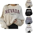 thumbnail image 1 of Fall Sweatshirts for Women 2025 Nevada Sweatshirt Long Sleeve Crewneck Oversized Graphic Sweatshirt Pullover Tops, 1 of 5