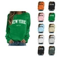 thumbnail image 1 of Fall Sweatshirts for Women 2025 New York Sweatshirt Long Sleeve Crewneck Letter Graphic Sweatshirt Pullover Tops, 1 of 7