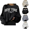 thumbnail image 1 of Fall Sweatshirts for Women 2025 New York Sweatshirt Long Sleeve Crewneck Oversized Graphic Sweatshirt Pullover Tops, 1 of 4