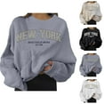 thumbnail image 1 of Fall Sweatshirts for Women 2025 New York Sweatshirt Long Sleeve Crewneck Oversized Graphic Sweatshirt Pullover Tops, 1 of 4