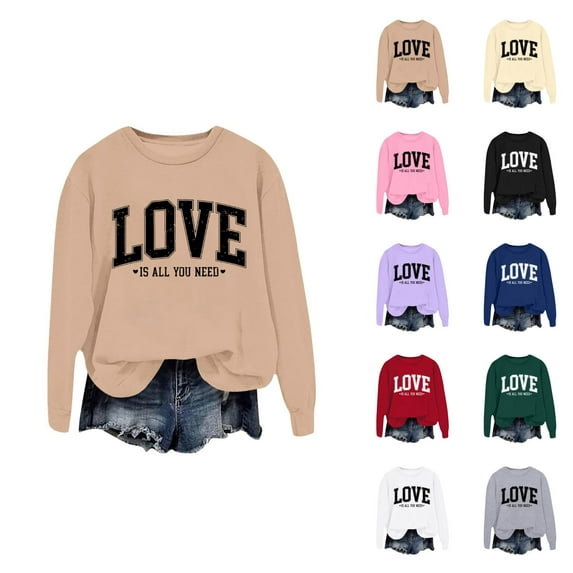 Fall Sweatshirts for Women 2025 Valentines Love Sweatshirt Long Sleeve Crewneck Graphic Sweatshirt Pullover Tops
