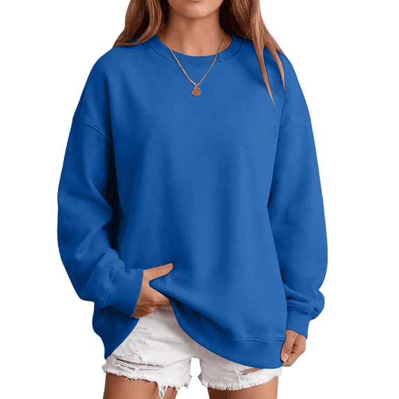 Fall Sweatshirts for Women Casual Crewneck Long Sleeve Cute tops Oversized Pullover Solid Color Loose Fashion Sweatshirts