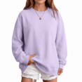 thumbnail image 1 of Fall Sweatshirts for Women Casual Crewneck Long Sleeve Cute tops Oversized Pullover Solid Color Loose Fashion Sweatshirts, 1 of 6