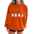 thumbnail image 1 of Fall Sweatshirts for Women Halloween Sweatshirts Printed Round Neck Long Sleeved Sweatshirts Orange XS, 1 of 4