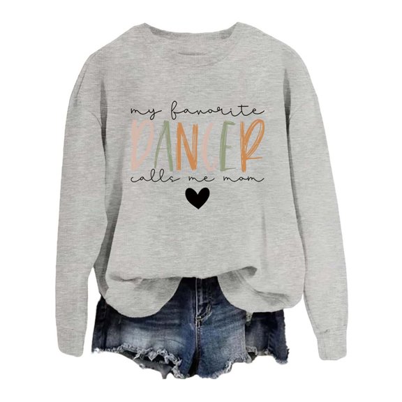 Fall Sweatshirts for Women Letter Printed Crew Neck Casual Cute Sweaters Loose Fit Comfortable Long Sleeve Y2K Outfits Winter Pullover Tops