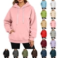 thumbnail image 1 of Fall Sweatshirts for Women Long Sleeve Kangaroo Pocket Drop Shoulder Pullovers Top L, 1 of 7