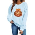 thumbnail image 1 of Fall Sweatshirts for Women Pumpkin Print Halloween/Thanksgiving Holiday Tops Crewneck Long Sleeve Pullover (M, Sky Blue|Pumpkin), 1 of 6