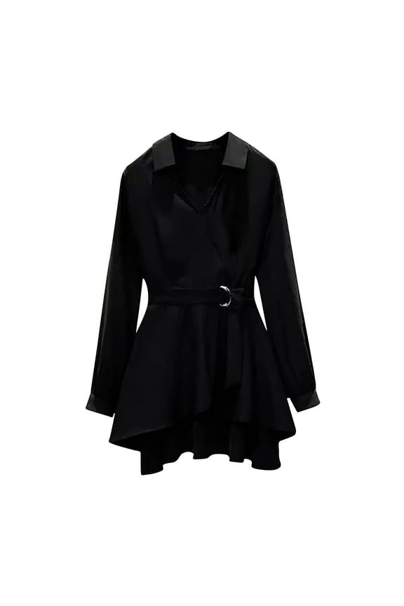 Fall Sweatshirts for Women, Women Fall Wrap V Neck Peplum Tops Sheer Long Sleeve Dressy Business Casual Blouses Work Elegant Shirts 2025 Trendy