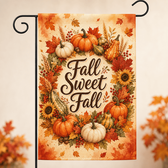 Fall Sweet Fall Garden Flag Pumpkin Wreath Autumn Yard Decor Gift