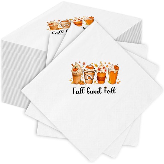 Fall Sweet Fall Thanksgiving Napkins 100ct, Autumn Party Table Supplies | For Thanksgiving Gatherings, Bulk 100 Paper Napkins, Warm Autumn Harvest Design, Home & Office Party Essentials