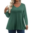 thumbnail image 1 of Fall T-Shirt for Women Womens Plus Size Tops Long Sleeve Shirts V Neck Casual Clothing Clothes Solid Color Tops, 1 of 6