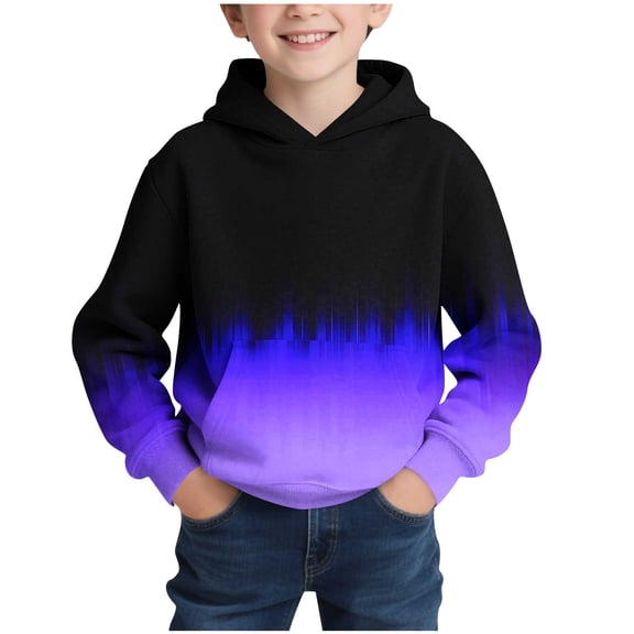 Fall T Shirts for Girl Boys Color Block Hoodies Long Sleeve Hooded Sweatshirts Kids Pullover Tops with Pocket Oversized Hoodies for Girl Fall Blue 7-8Y