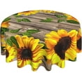 thumbnail image 1 of Fall Table Cloth Round 60 Inch Autumn Sunflower Tablecloth for Round Tables On Rustic Wood Grain Tablecloth Waterproof Washable Round Table Cover Protector&nbsp;for Dining Room Kitchen Outdoor Intdoor, 1 of 6