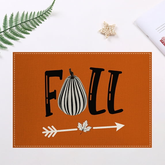 Fall Table Decorations Placemats, Vinyl/Plastic Place Mats for Kitchen Table Indoor/Outdoor, Fall Thankgiving Themed Washable Placemat Durable Non-Slip Heat Resistant Dining Table Mats Home Decors