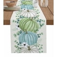 thumbnail image 1 of Fall Table Runner 108 Inches, Blue Green Pumpkins Thanksgiving Eucalyptus Leaf Flower Bed Runner Dresser Scarves Tabletop for Indoor Outdoor Parties/Ceremony/Banquet, 13"x 108", 1 of 8
