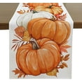thumbnail image 1 of Fall Table Runner - 13 X 36 Inch - Orange Pumpkin Leaves Thanksgiving Autumn Kitchen Dining Table Decor, Farmhouse Style Home Decoration for Dining, Party, Holiday, 1 of 6