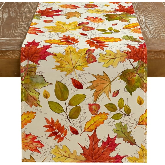 Fall Table Runner 13x36 Inch, Maple Leaves Rustic Thanksgiving Farmhouse Table Decoration for Kitchen Dinning Table Decor